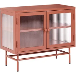 SIDEBOARD mit Glastüren Metall 77 cm Goldbraun Devon