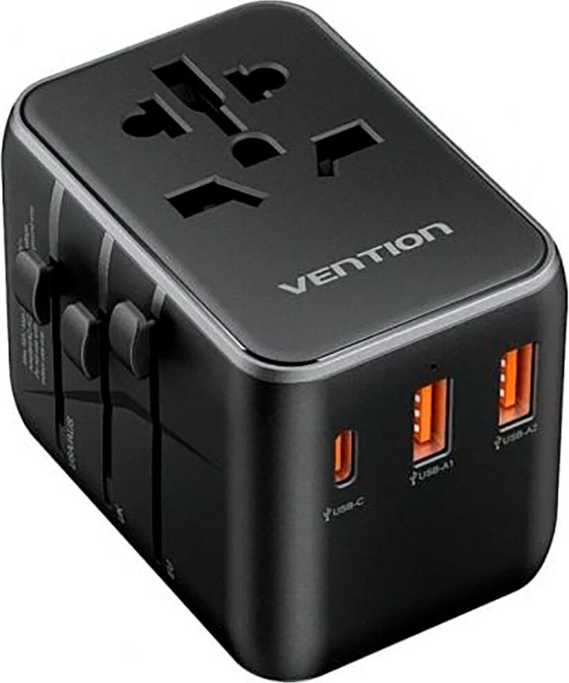 Vention FJEB0 Universele wandlader met 1x USB Type-C en 2x USB, 65W