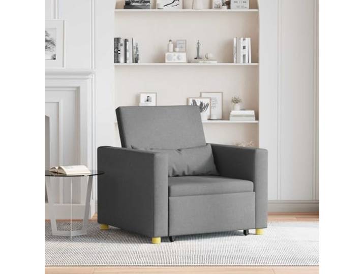 IBUQDDV 3-in-1 Ausziehbare Schlafcouch Einzel Dunkelgrau 90 x 165 x 87 cm Stahlrahmen, Sperrholz, Lendenkissen, Polyester-Bezug, Innenbereich, Wohnzimmer, Gästezimmer