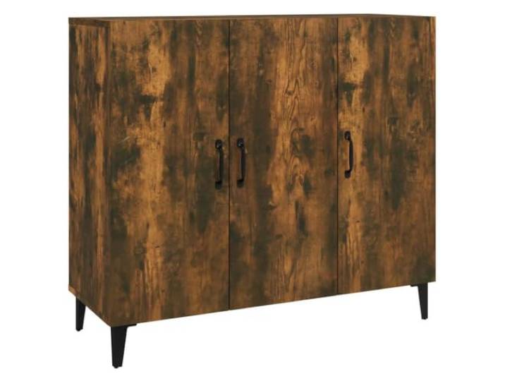 HGFDVCMR Sideboard Räuchereiche 90x34x80 cm Beistellschrank Holzwerkstoff Industrieller Mehrzweckschrank mit 6 Fächern für Wohnzimmer und Flur, stabile Konstruktion aus Holzwerkstoff und Metall.