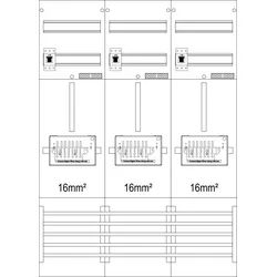 f-tronic 7121032 Zählerfeld 3-feldrig, H=1050mm, 3-3.HZ 16mm2, 3 ZSK-Set, 3 HSS, Z31B-16-ZSK-HSS Z31B16ZSKHSS