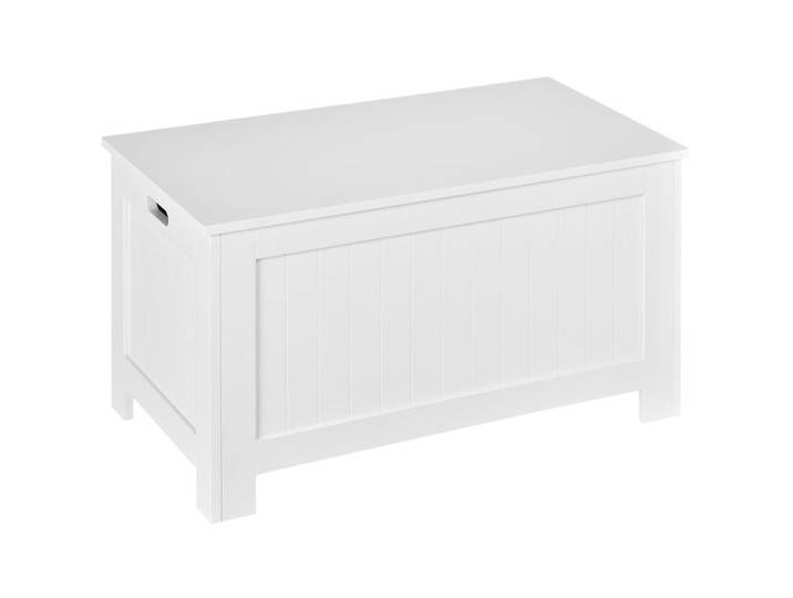 CollaHausse Banc de Rangement Blanc 81x40x46 cm en MDF avec 2 Poignées et Sécurité