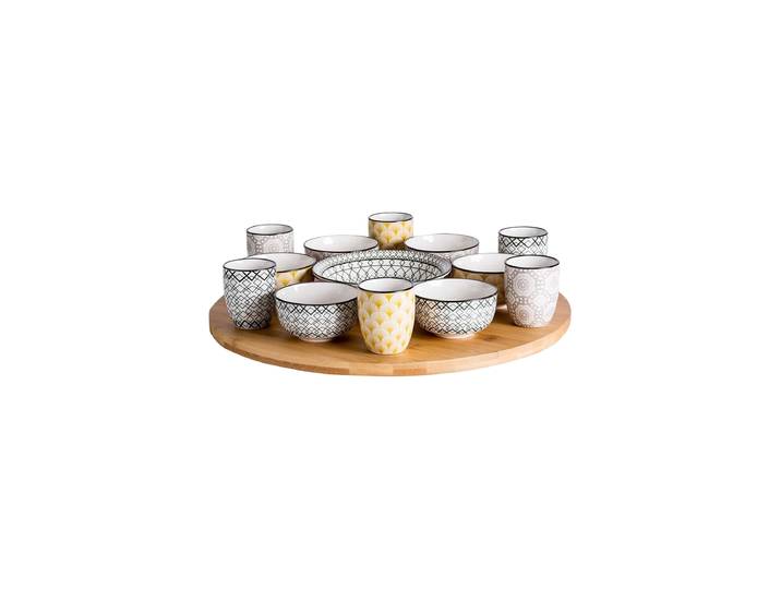Grosses, 14-teiliges Turning Board/ Drehteller „Azra“ Keramik Multicolor Cosy & Trendy