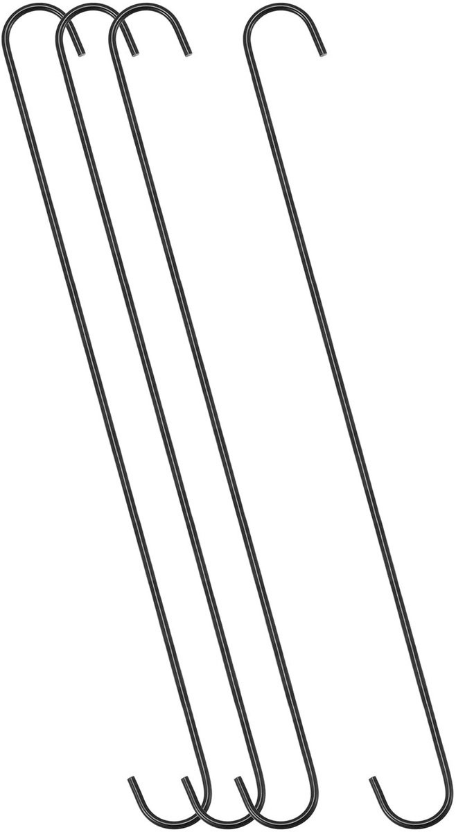 Elzusha Extra Lange S-Haken - 4 Stuks Stalen Ophanghaken 500mm - Zwart