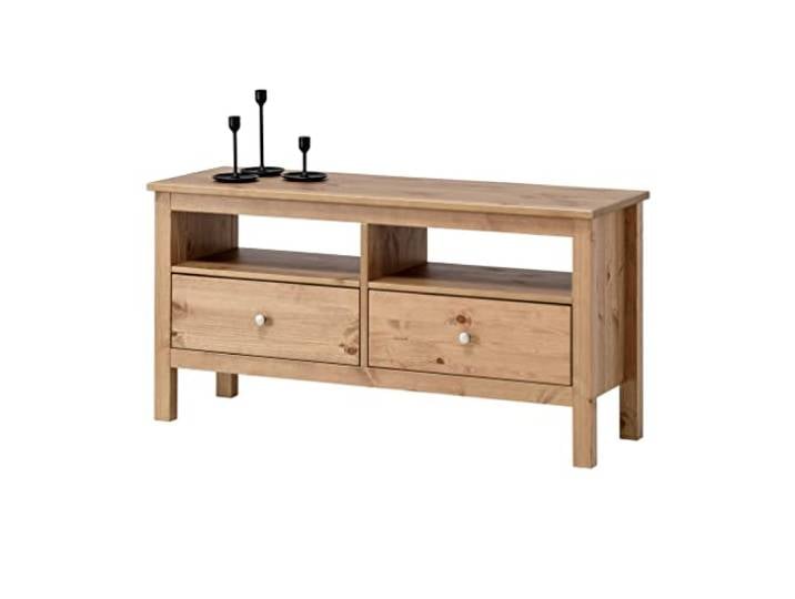 hagge home TV Schrank Holz 110x40 TV Board Holz Fernsehtisch Massivholz TV Lowboard Wohnzimmer Fernsehschrank TV Bank TV Tisch TV Kommode Weiss TV Table Sideboard Kleiner Fernseher Tisch Braun