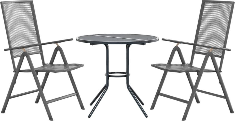 vidaXL Tuinstoelset, 3-delig, verstelbaar, staal met poedercoating