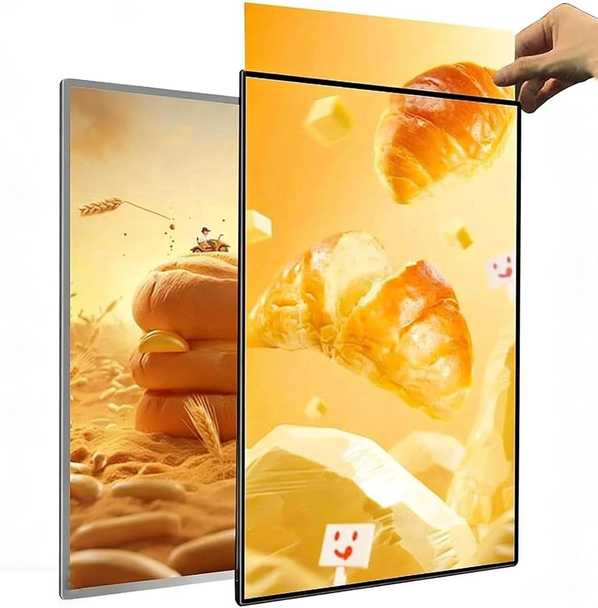 Zilveren Posterframe met LED Lichtbak Display en Uittrekbaar Ontwerp, B/D/H: 60 x 120 cm