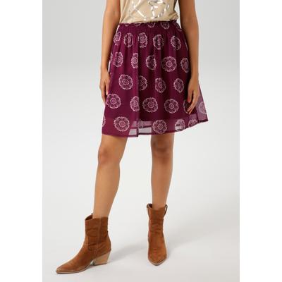 Minirock ANISTON CASUAL, Damen, Gr. 38, bunt (bordeaux, sand), Chiffon, Obermaterial: 100% Polyester. Futter: 100% Polyester, bedruckt, geblümt, figurumspielend kniefrei, Röcke Minirock, mit extravaganten Blütendruck