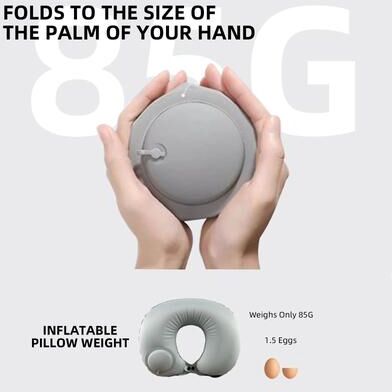 Uplifted Finds Inflatable U Shaped Travel Neck Pillow Soft Flocking Material light Gray