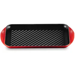 Le Creuset 20132400600460 Extragrosse Grillpfanne, Kirschrot, Pfanne + Kochtopf, Rot, Schwarz