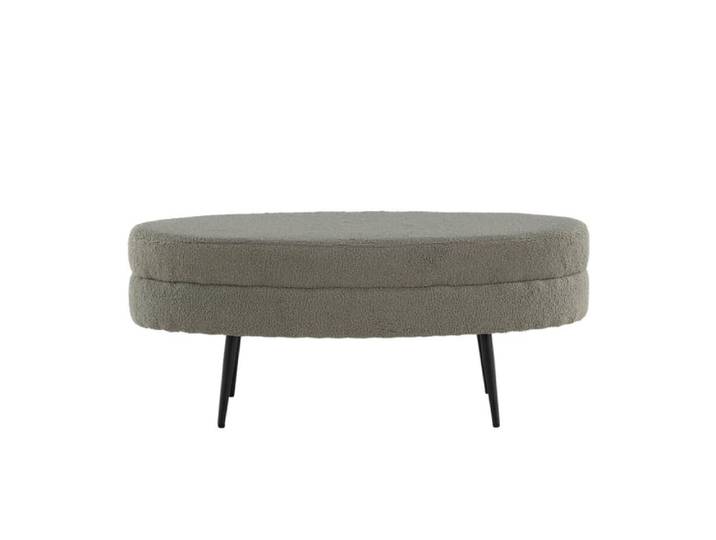 Banc contemporain forme ovale en tissu bouclé LOSTO gris