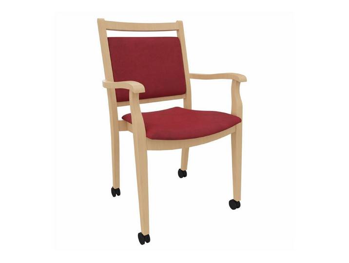 einrichtungsdesign24 Armlehnstuhl André mit Rollen – Ideal für Senioren im Alter und der Pflege, komfortabel, gepolstert, Massivholzgestell, Premium Rollen