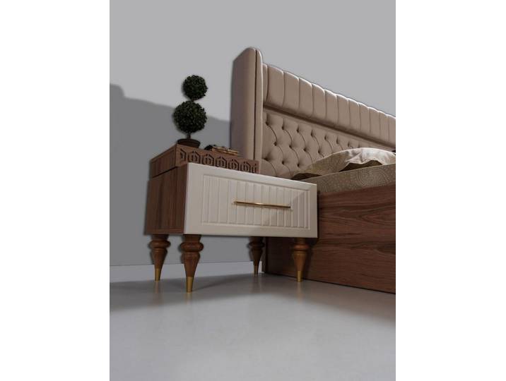 JVmoebel Nachttisch Braune Holz-Nachtkonsole mit zwei Schubladen und Art Deco-Design (1-St., Nachttisch), Made in Europa