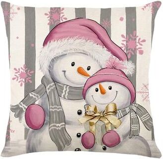 Cozy Casa Charm Winter Snowman Pillowcase, Christmas Decoration, Linen Pillow Cover, Sofa Cushion Cover, Throw Pillow Case a
