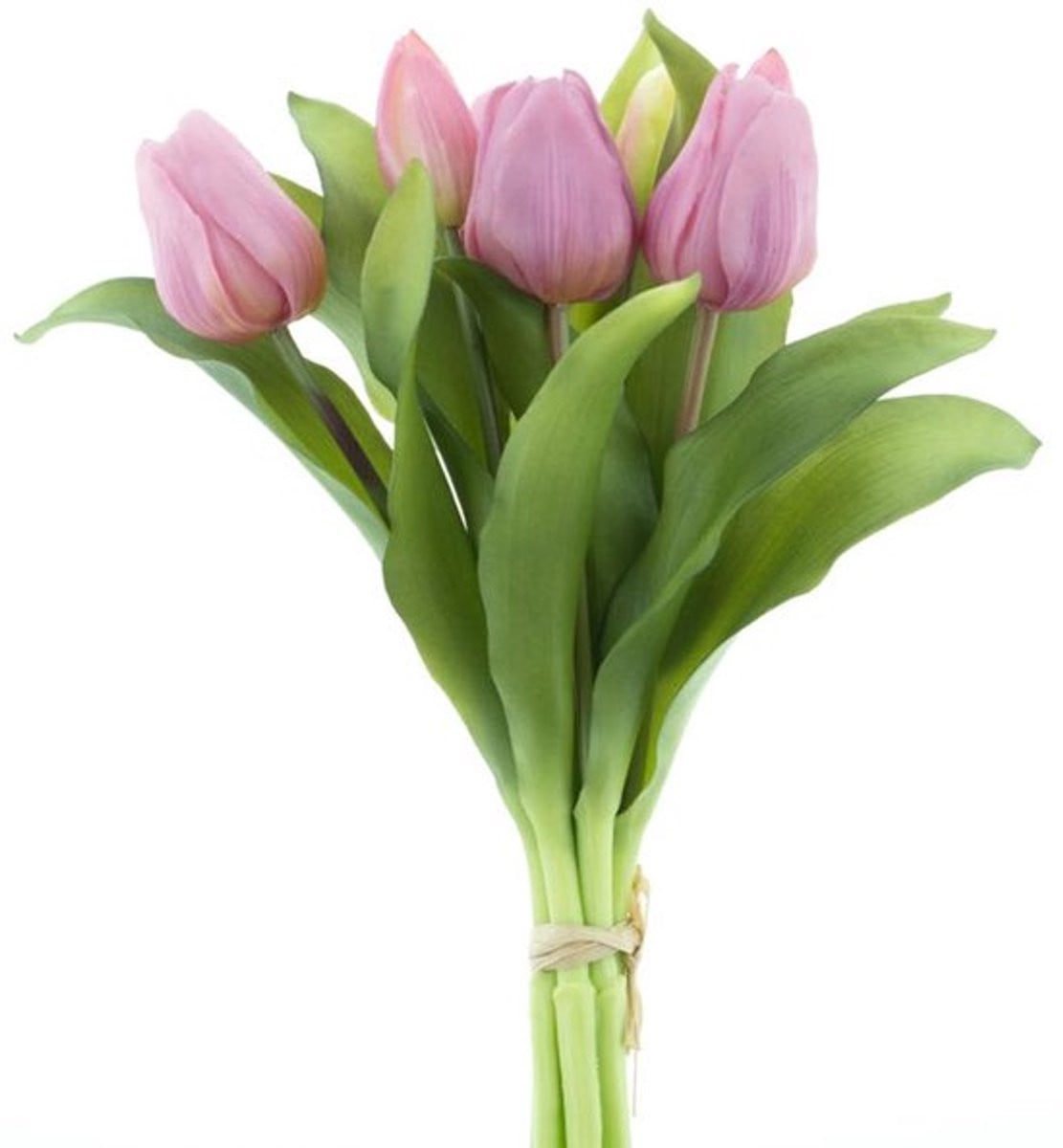 Sally Vermeer boeket met 7 mauve kunsttulpen - Real Touch - 31 cm
