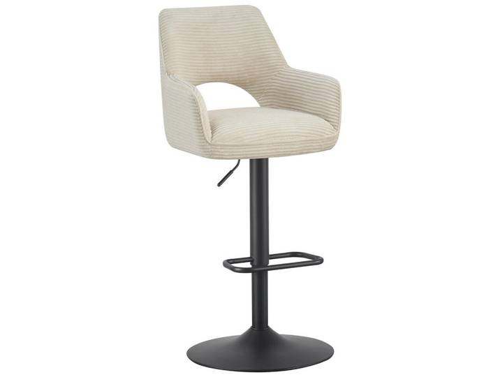 Hom`in Barhocker, Schwarz, Beige, Metall, Drehkreuz, Säule, 56x102-123x58 cm, Sitzfläche 360° drehbar, inklusive Armlehnen, Esszimmer, Barmöbel, Barhocker