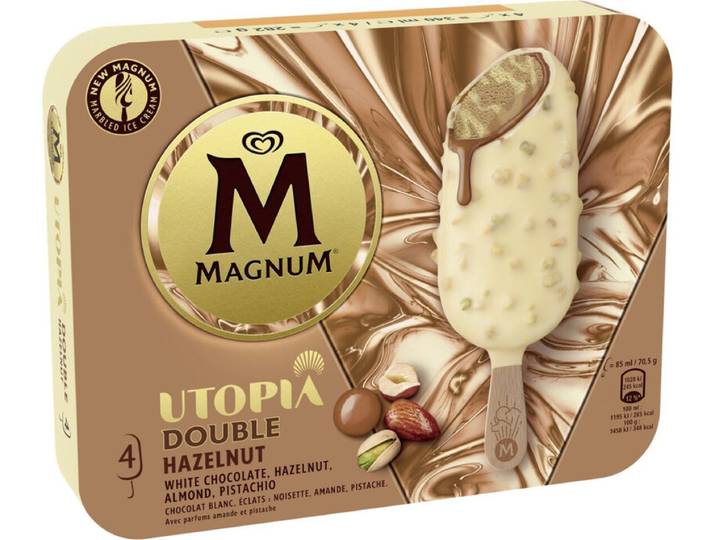 Magnum Bâtonnets glacés Double noisette x4 276 g