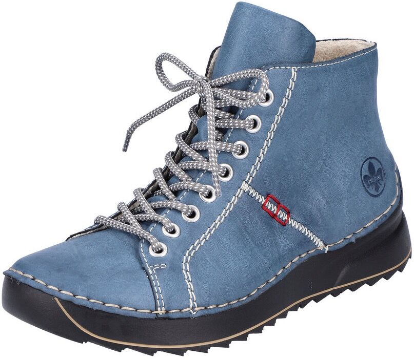 Schnürboots RIEKER, Damen, Gr. 36, Textil, blau (royalblau), Lederimitat, Schuhe Schnürboots, mit Ziernähten royalblau 36, Textil