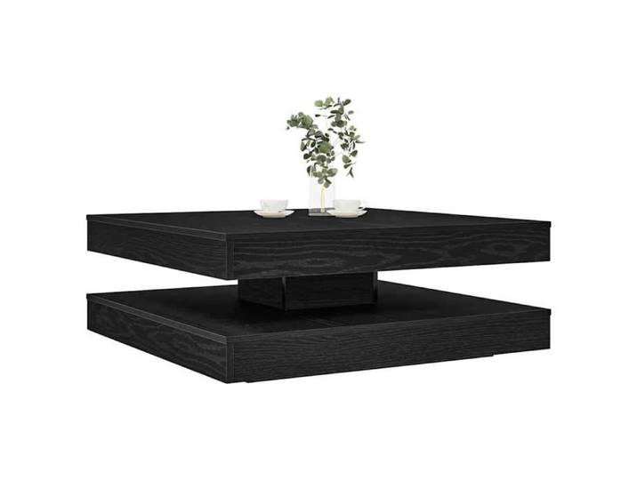 (ON SALE)Table Basse de Salon - Table à thé rotative à 360 degrés - Chêne noir - 90x90x34 5 cm EU428886