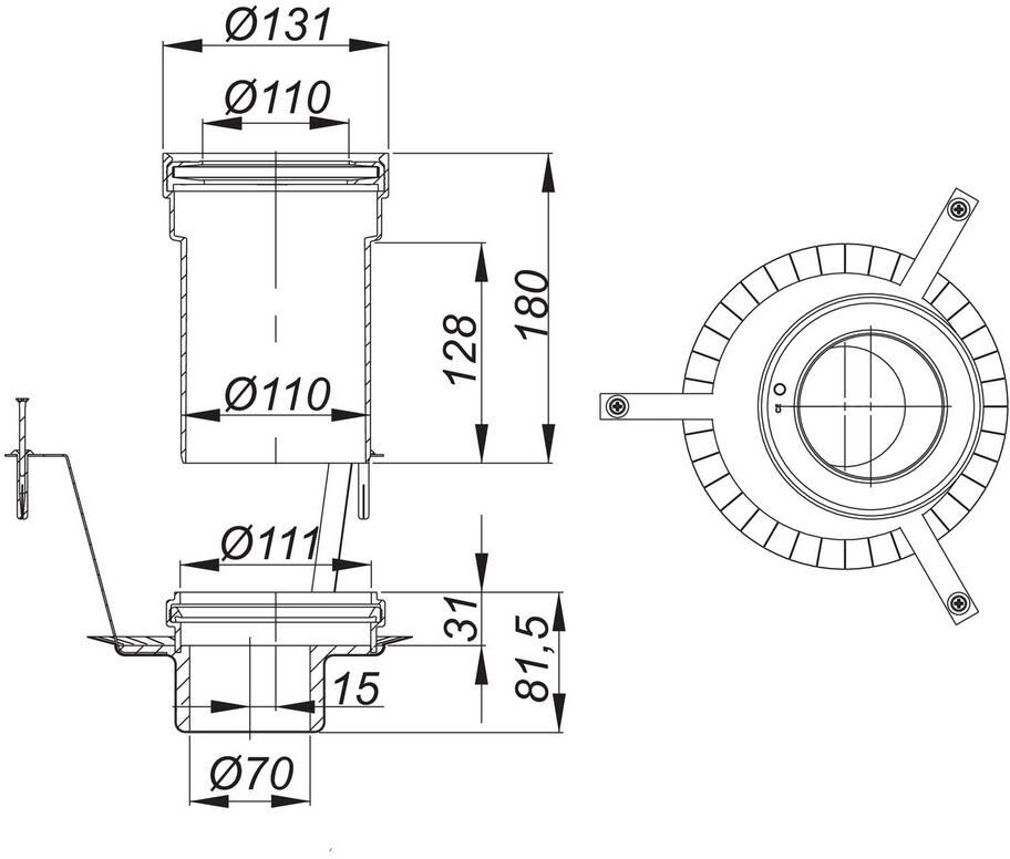 Dallmer Brandschutz-Rohbauelement 11, DN 50, Montagezubehör, 515308,