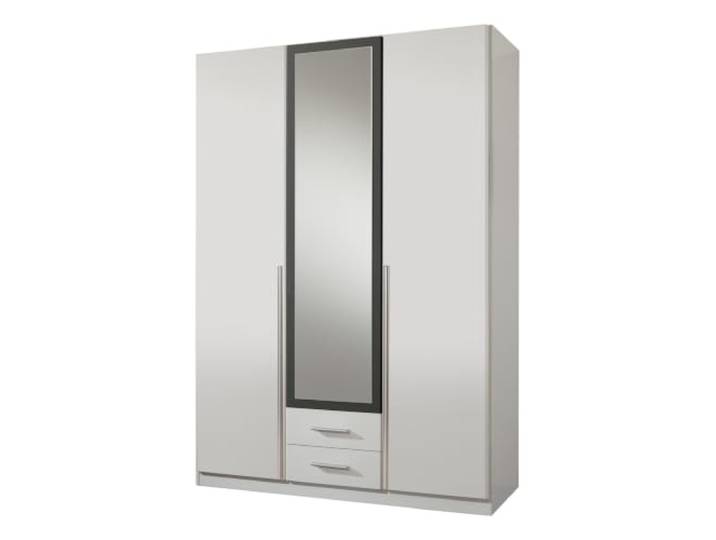 Kleiderschrank Skate Drehtürenschrank, Weiß mit Grafit, 135cm Breite mit Spiegel