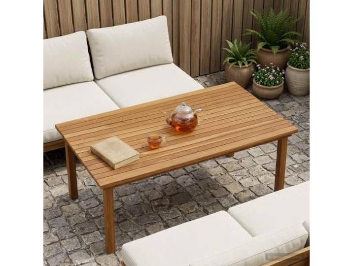 PHGTYUK Tischplatte 110 x 55 x 3,5 cm Massives Teakholz Rechtwinklig, Naturbraun, Wasserbasierte Oberfläche, Für Innen Und Außen, Einfache Pflege