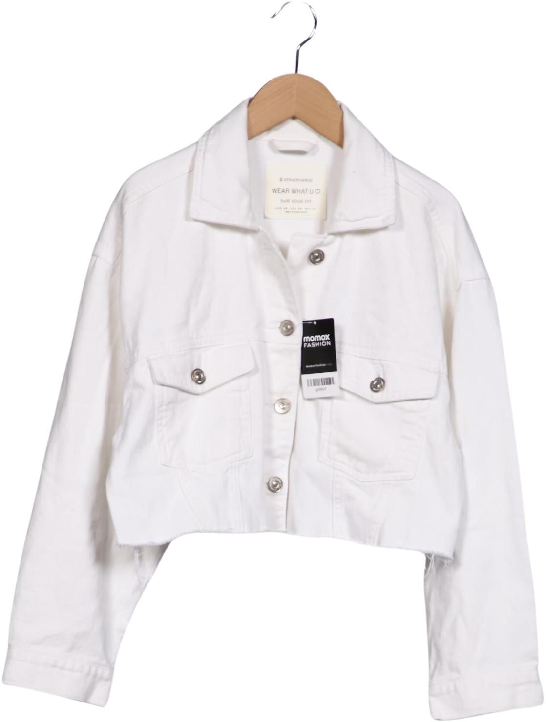 Stradivarius Damen Jacke, Weiß, Gr. XS, Baumwolle - Second Hand