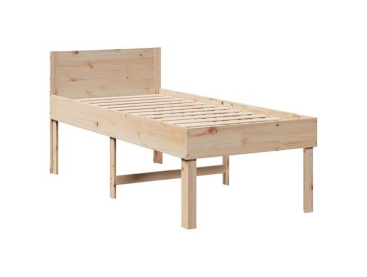 KTHLBRH Einzelbett 90 x 190 cm aus massivem Kiefernholz Lattenrost inklusive, Stauraum unten, Kopfteil, stabiler Rahmen