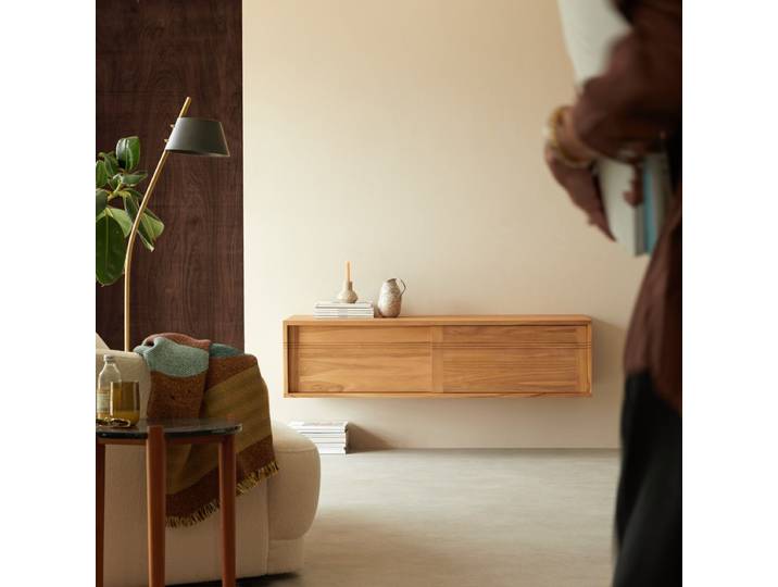 Basic - TV-Schränk aus massivem Teak 140 cm - Natur