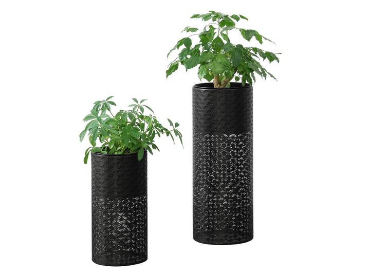 [en.casa] Pflanzenständer-Set 2 Tlg. Virton, Schwarz, Metall, 22.5x29x22.5 cm, Dekoration, Blumen & Blumentöpfe, Übertöpfe