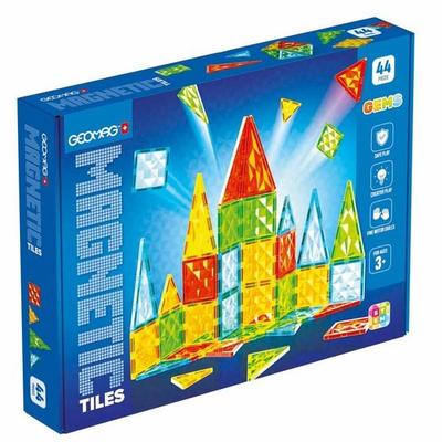 Geomag Magnetic Tiles Gems 44, 2D/3D Konstruktion, Lernspielzeug