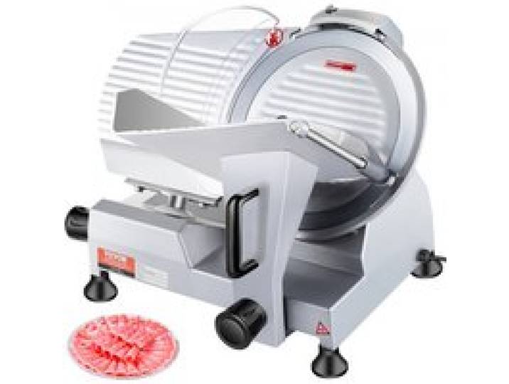 VEVOR Trancheuse Électrique Commerciale 240 W Trancheuse à Jambon Lame 250 mm 350-400 tr/min Trancheuse Charcuterie en Acier Inoxydable et Alu pour Couper en Tranches Viande, Boucherie Restaurant