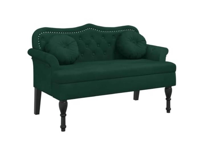 XHNIFBN Polsterbank mit Kissen Dunkelgrün 120,5x65x75 cm Samt Elegante Sitzbank aus weichem Samt mit Holzfüßen und zwei Kissen, ideal als stilvolle Ergänzung für Wohnzimmer und Flur.