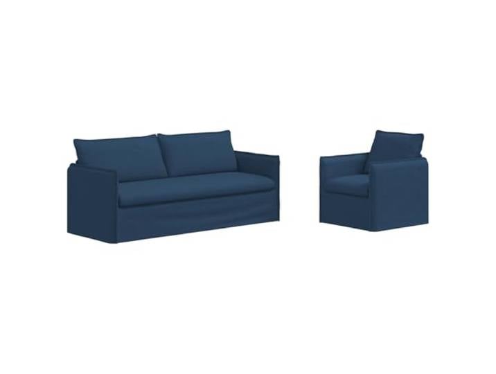 Coespram Sofagarnitur 2-Teilig Couch Set mit Stoffbezug Blau Modulares Couch-Set für Wohnzimmer und Schlafzimmer mit bequemer Polsterung, Metallgestell und Holzwerkstoff-Armlehnen.