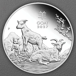 Silbermünze 1oz "Ziege" 2027 (PP) Lunar III – Year of the Goat (Australien)