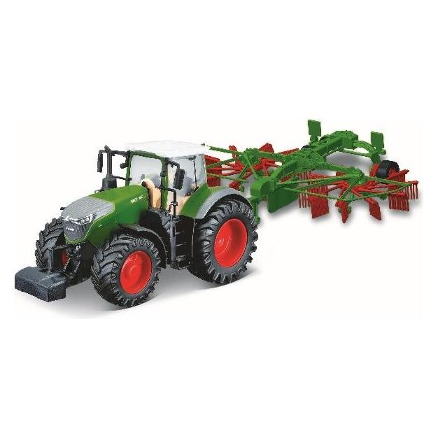 Burago Tractor w/whirl rake Fendt 1050 Vario 10cm green (141506) (141506)