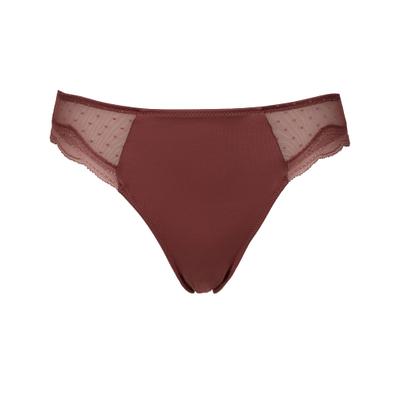 Slip AFTER EDEN, Damen, Gr. L, braun (berry), Obermaterial: 87% Nylon, 13% Elasthan, körpernah, Unterhosen Slip, mit Spitzendetails