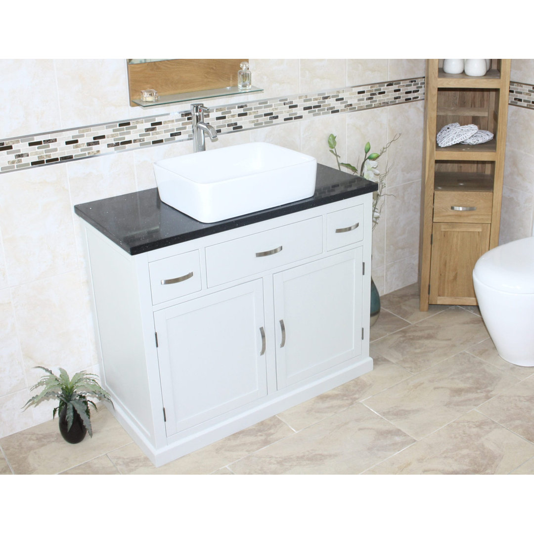 Brayden Studio Roderick 1000 mm Freestanding Single Vanity Black Quartz/Grey 1,000mm W