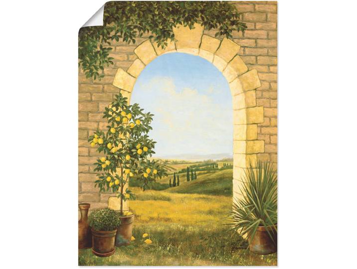Wandbild ARTLAND Zitronenbaum vorm Torbogen II , bunt (farbe bild(er): naturfarben), B:30cm H:40cm, Bilder, Wandbild, als Leinwandbild, Poster in verschied. Grössen