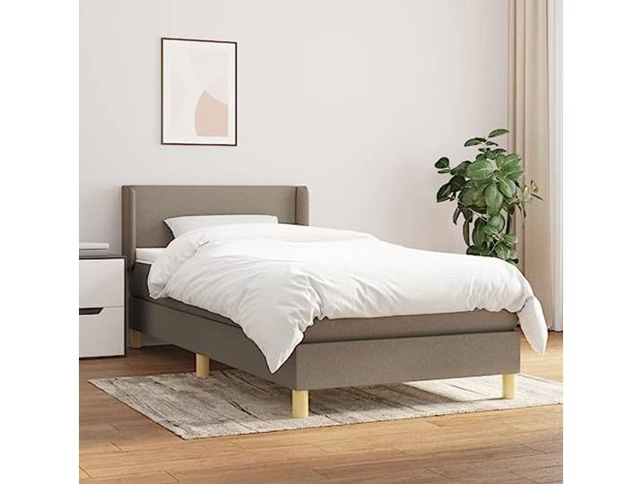 RJPLMFV Lattenrost mit Matratze, Taupe, 100 x 200 cm Kopfteil verstellbar, Taschenfedern, mittlere Unterstützung, atmungsaktiver Stoff, mit Handbuch (evtl. nicht in deutscher