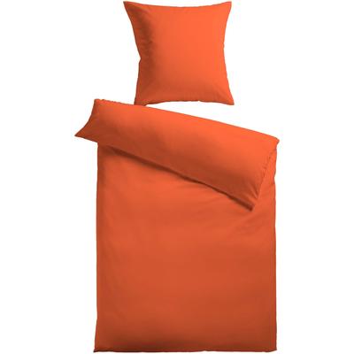 Bettwäsche KINZLER "Mikrofaser Fleece", orange (terra), B/L: 135cm x 200cm, 1 Stk., 1 Stk., Fleece, B/L: 80cm x 80cm, 2 Stk., Fleece, Obermaterial: 100% Polyester, Bettwäsche, Bettwäsche, Uni Farben, angenehm warm