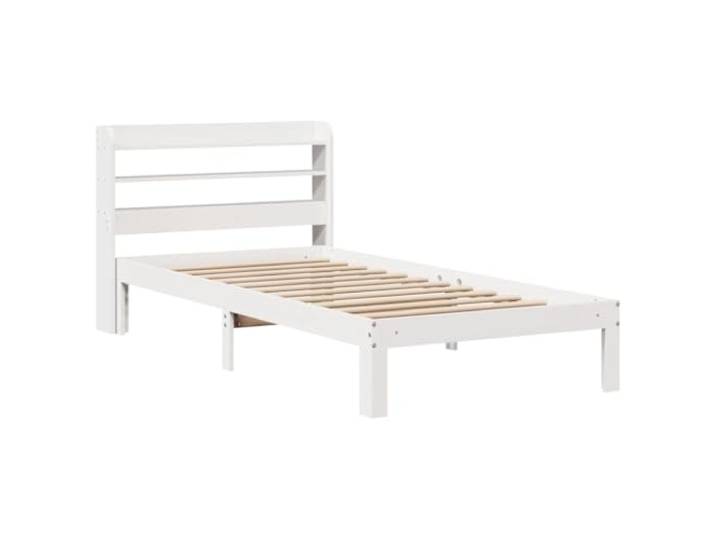 KTHLBRH Bett aus massivem Kiefernholz, weiß, 75 x 190 cm Mit Ablagen, selbsttragendem Kopfteil, Lattenrost im Lieferumfang enthalten, Bettgestell