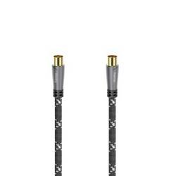 hama 00205070 Antennen-Kabel, Koax-Stecker - Koax-Kupplung, Metall, verg., 1,5 m, 120 dB