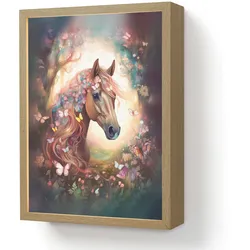 WANDLEUCHTE MIT AKKU Pferd - Natur - Blumen - Schmetterlinge - Wald LED 30x40 cm Wandlampe