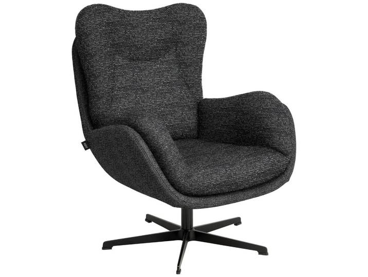 Schöner Wohnen Sessel, Anthrazit, Metall, Echtleder, Nappaleder, 80x97x89 cm, Goldenes M, Lederauswahl, Stoffauswahl, Sitzfläche 360° drehbar, Wohnzimmer, Sessel, Sessel