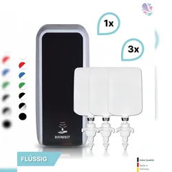 Blanc HYGIENIC SET: Desinfektionsspender SENSOR, berührungslos Blanc Cosmos + 3x 1-L Haut- und Händedesinfektion - PRODUKTSET : Farbe - Silber / Schwarz