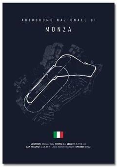 Inspired Finds F1 Racing Circuit Canvas Wall Art For Motorsport & Formula Racing Fans 11.81x15.75in Unframe monza