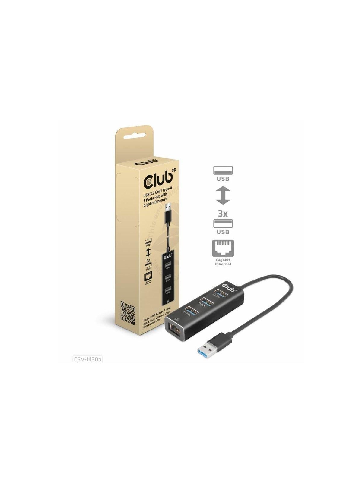 Club 3D CSV-1430A - hub - 4 ports USB-Hubs - 4 - Schwarz