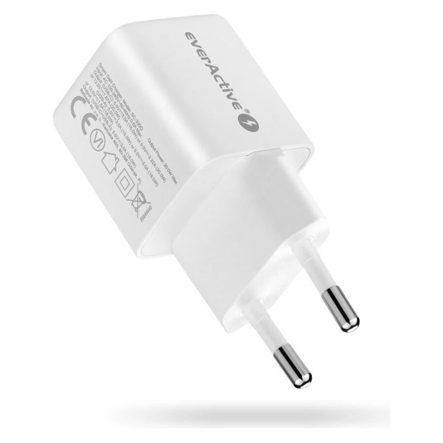 Akyga ład siec. everActive 20W 1xUSB 1xUSB-C SC-330Q (20 W, 2 Ports) (everActive)