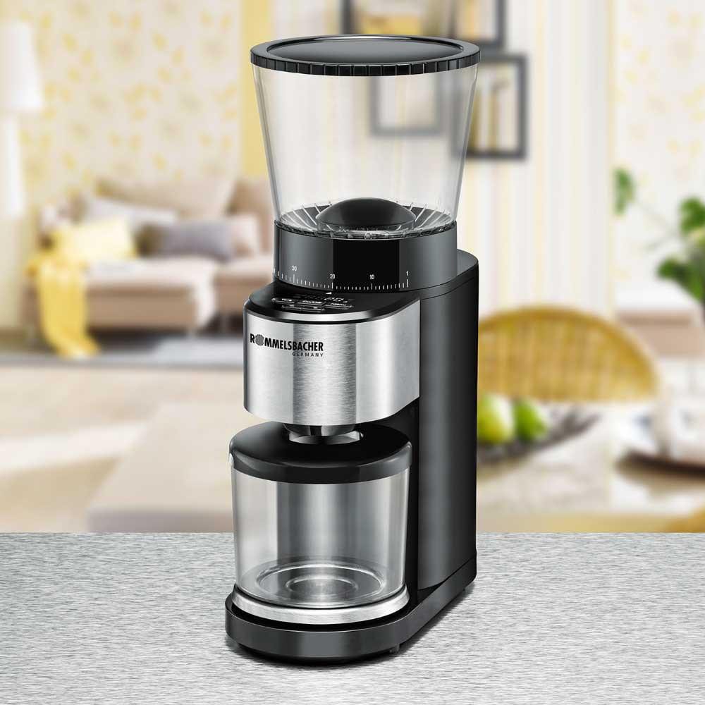 Rommelsbacher EKM 500 Kaffeemühle mit Kegelmahlwerk 160W mit Waage